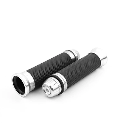 Motorcycle Handlebar Rubber Aluminum Motorcycle Handle Cover - silver