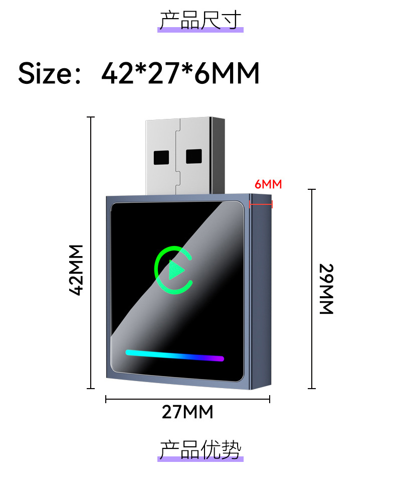 Hot Selling Wireless Carply Box Smart Car-Machine Interconnection Adapter 2in1 Android Autocarplay Box