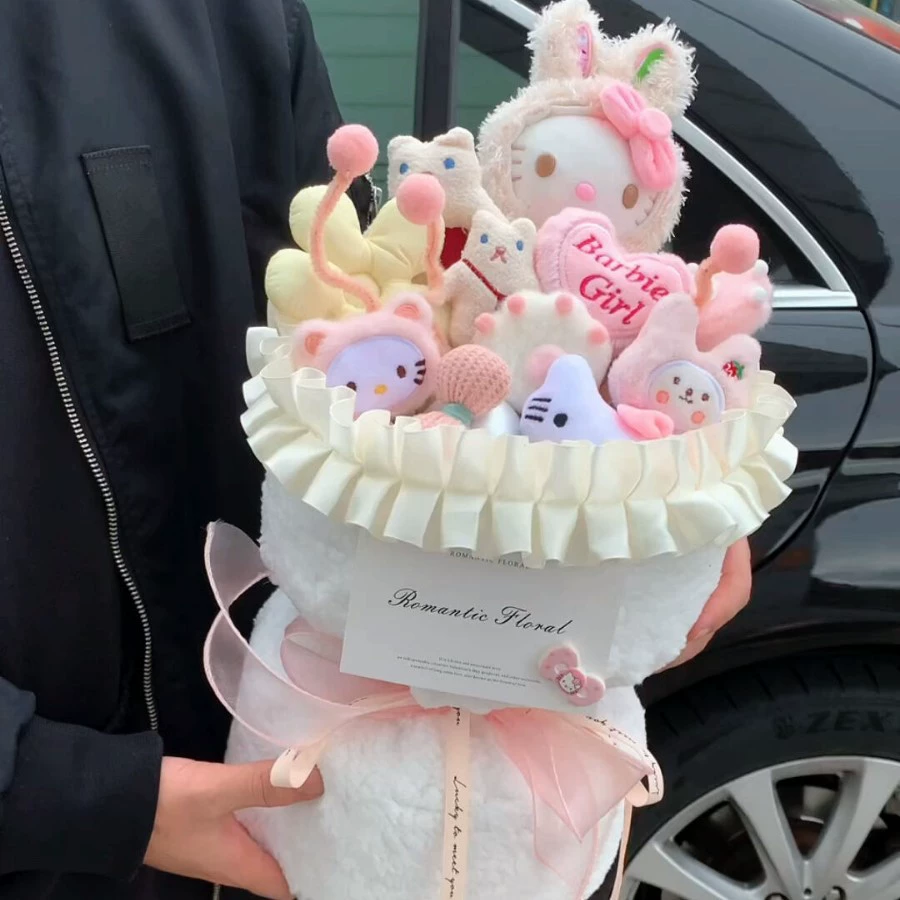 Hello Kitty, милая кукла ко дню Святого Валентина для друга, букет, подарок на день рождения, оптом