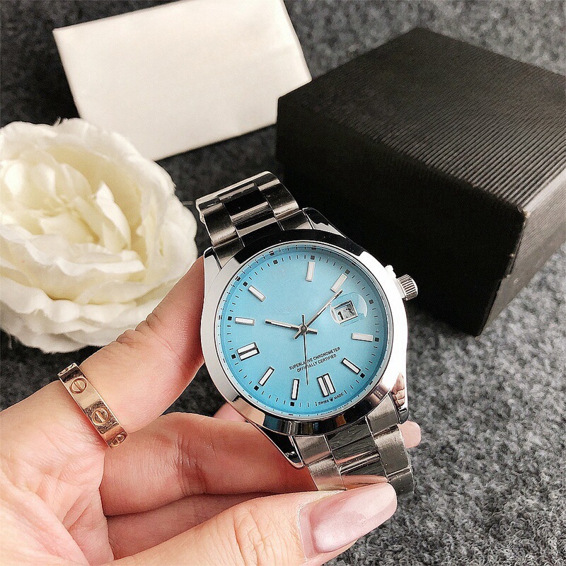 Cross-Border Men's Fashion Calendar Watch Men's Rolex Perpetual Colorful Dial Stainless Steel Quartz Watch Cross-Border Hot Sale