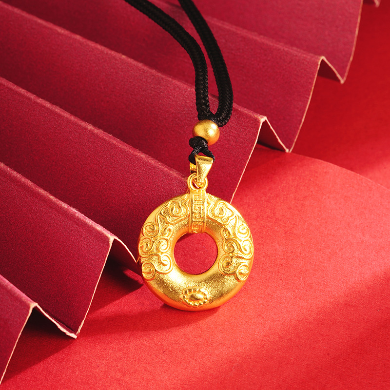 Oro Ruyi anillo collar círculo joyería de las mujeres elegante todo partido antiguo arte de Latón chapado en oro suministro directo de fábrica