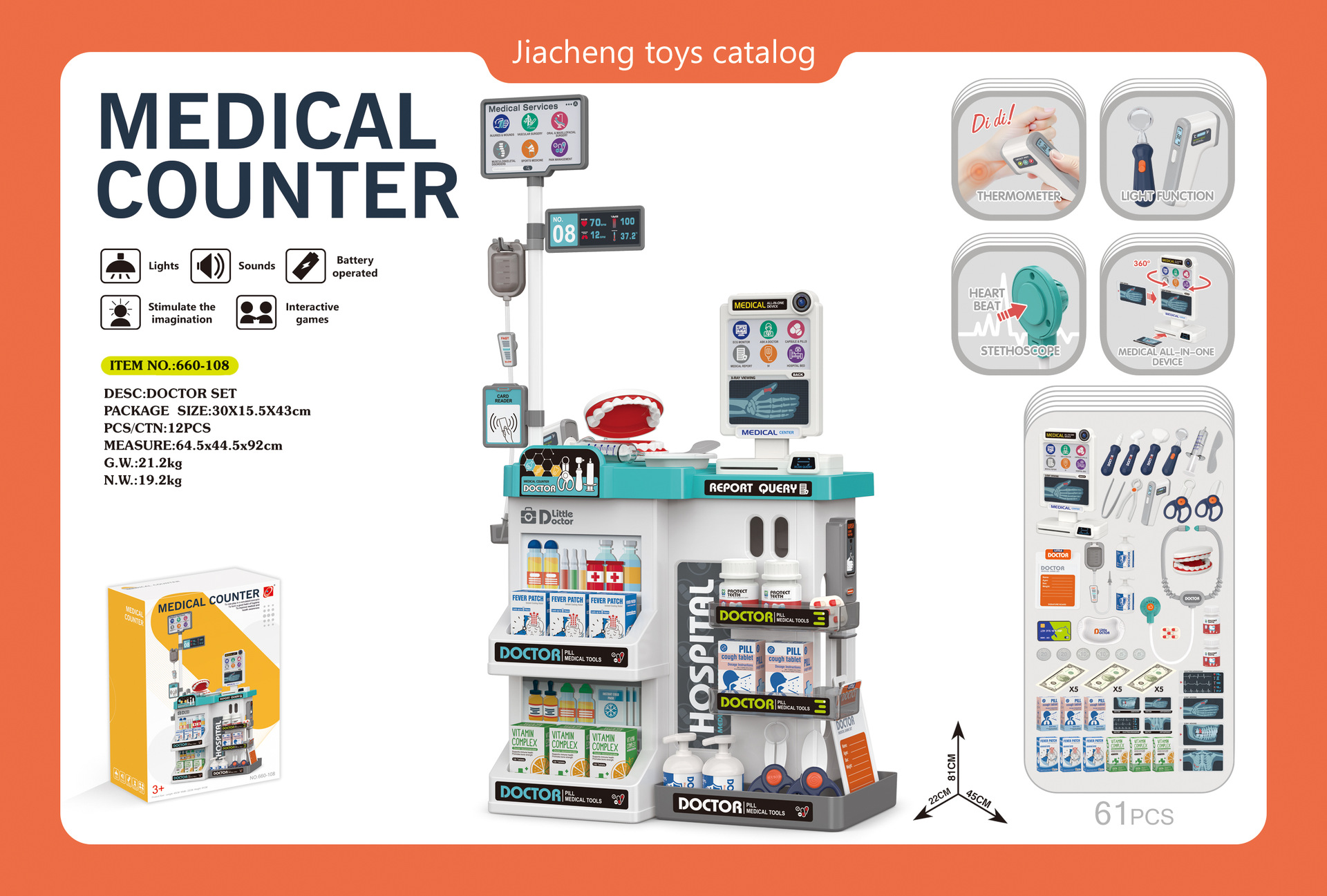 660108 Kit de mesa médica (con luz y sonido)