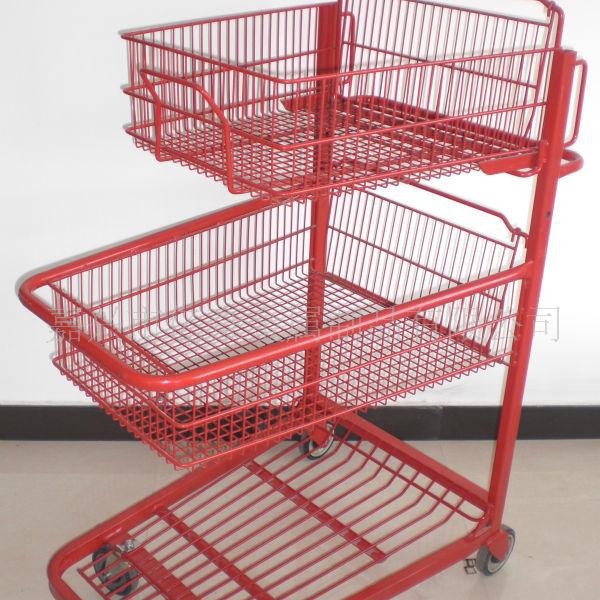 供应双层带轮子超市手推车 购物车 来图来样订 制