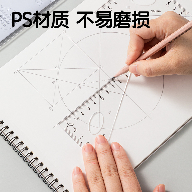 Regla de la mano derecha Regla de dibujo para estudiantes de la escuela primaria Set de papelería Placa de triángulo transparente Regla de dibujos animados para niños