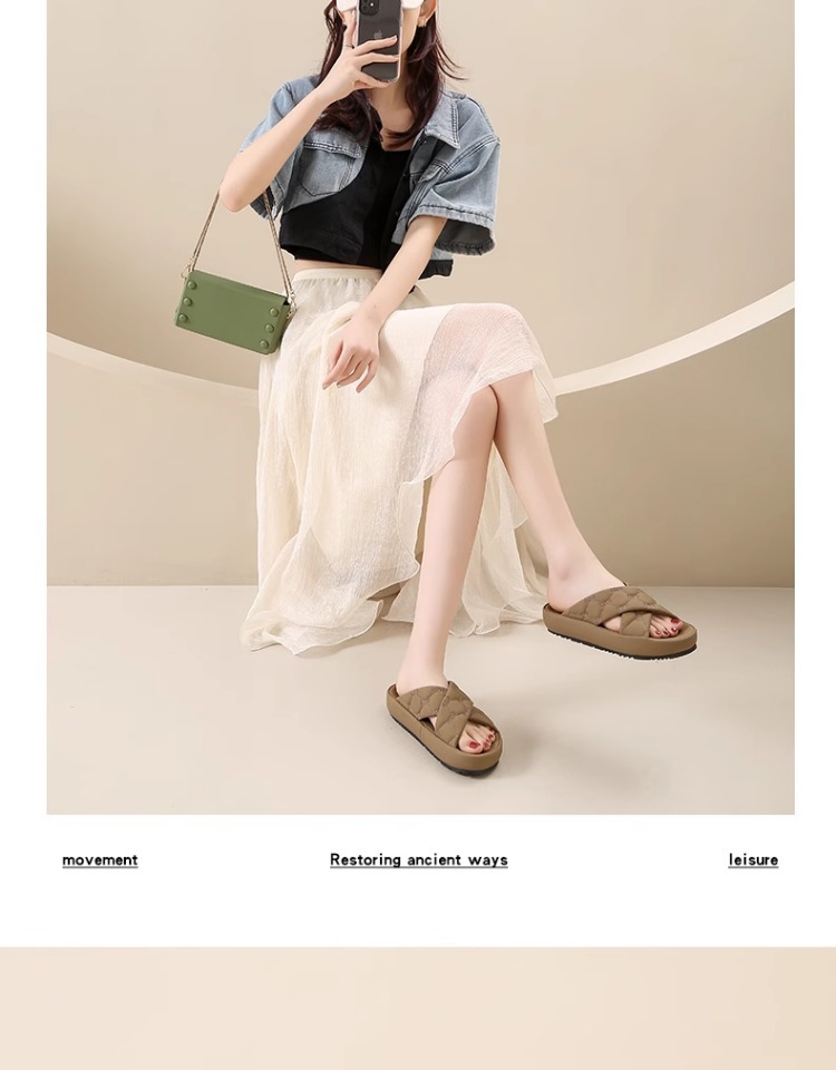 Women’s Platform Sandals With Soft Sole And Crossover Design_voghion.com
