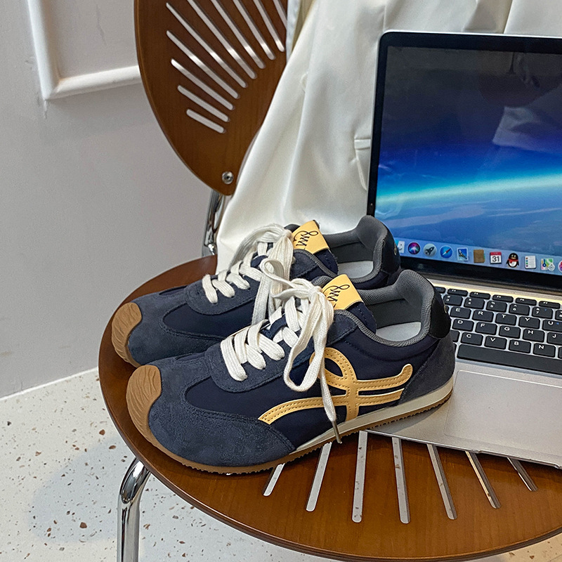 2025 otoño nuevo estilo retro marrón casual zapatos planos de moda zapatos de color combinado Agan zapatos deportivos de entrenamiento alemán