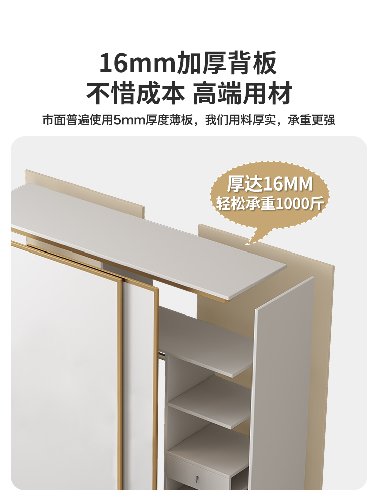 Light luxury sliding door wardrobe modern minimalist home bedroom…