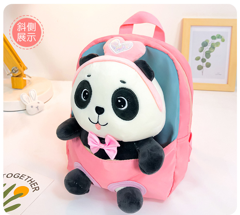 New cartoon panda plush backpack for kindergartens, large-capacity, lightweight and cute backpack for primary school students undefined