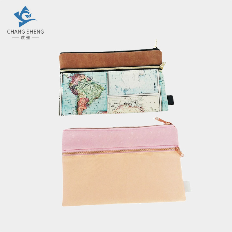 Cute fresh capacious pencil case for students with zipper