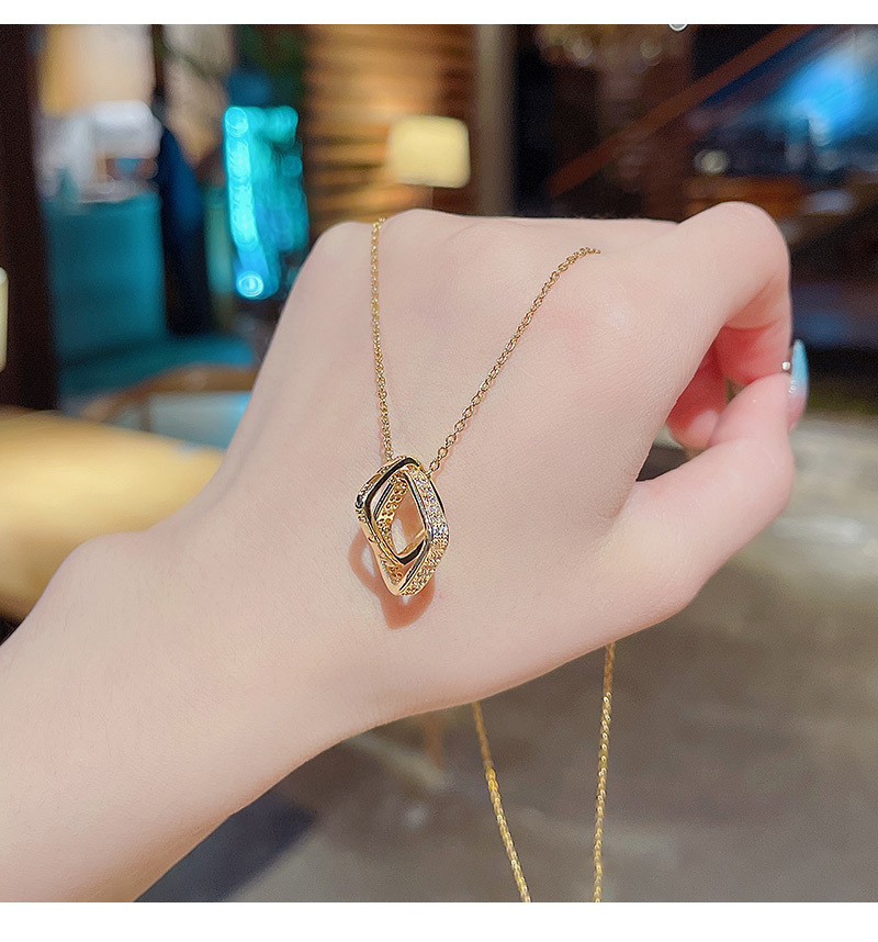 titanium steel square geometric micro-set pendant fashion simple clavicle chain