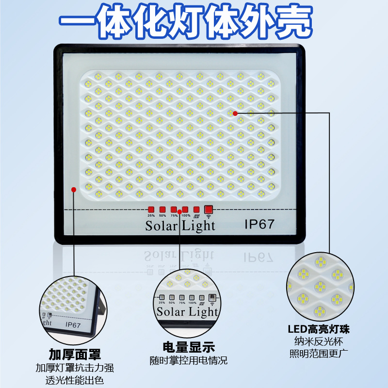 Nueva estrellado hogar solar Luz de inundación al aire libre de alta potencia jardín luz LED reflector impermeable
