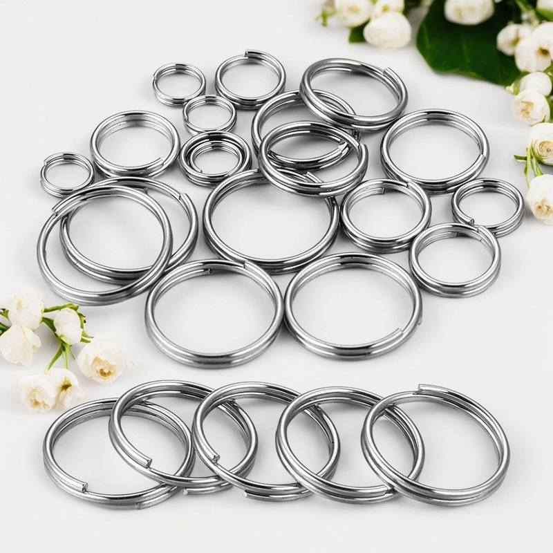 Stainless steel double ring horse ring key DIY accessories mini key ring connection ring double ring waterproof