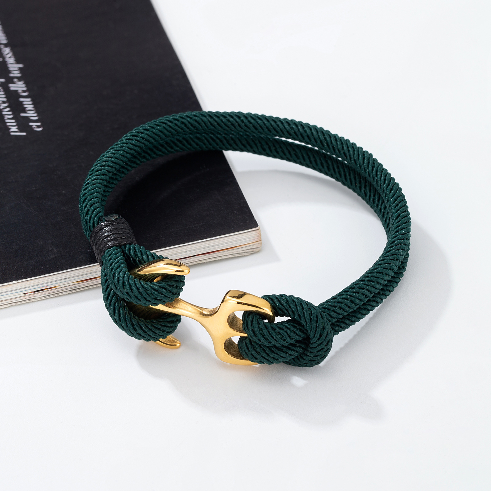 Men's Gender Hip-Hop Retro Color Block Polyester Titanium Steel Men's Bangle Men Cord & Leather Bracelets