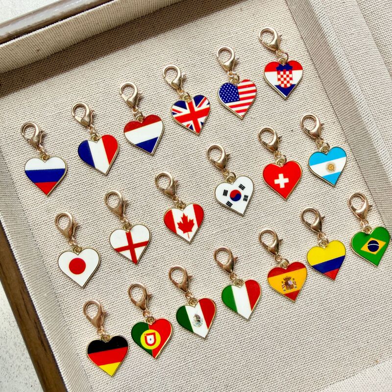 Heart-Shaped Flag Keychain Alloy Enamel National Flag Pendant Fan Merchandise Bag Charm Cross-Border Small Accessories Heart-Shaped Flag Keychain Alloy Enamel National Flag Pendant Fan Merchandise Bag Charm Cross-Border Small Accessories