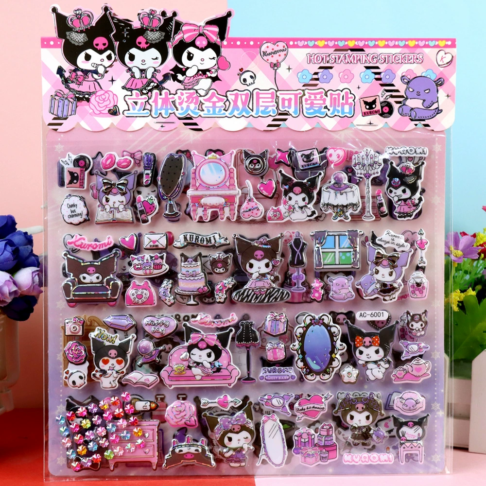 Новые детские объемные наклейки Sanrio с Куроми и Мелоди, двухслойные, большие, оптом