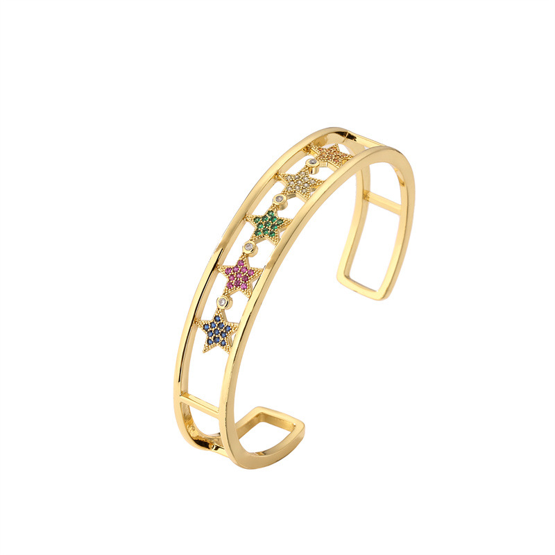 Pulsera de moda europea y americana simple estrella en forma de corazón pulsera hip hop metal punk estilo amor pulsera abierta joyería