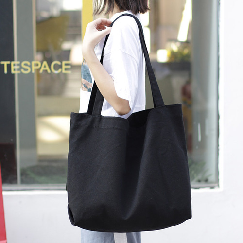 Korean style simple large-capacity canvas bag Internet celebrity lightweight solid color single shoulder women's bag casual retro shopping bag handbag