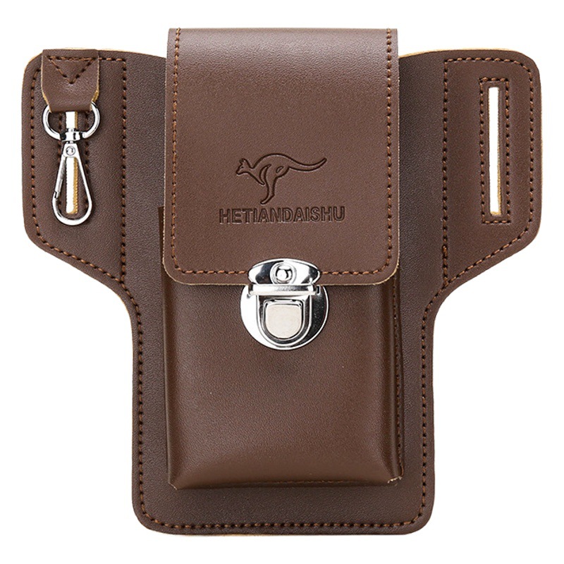Upgraded New Mobile Phone Waist Bag for Men's Construction Site Work Mobile Phone Leather Case Can Hold Cigarette Case to Hang Keys and Wear Belts