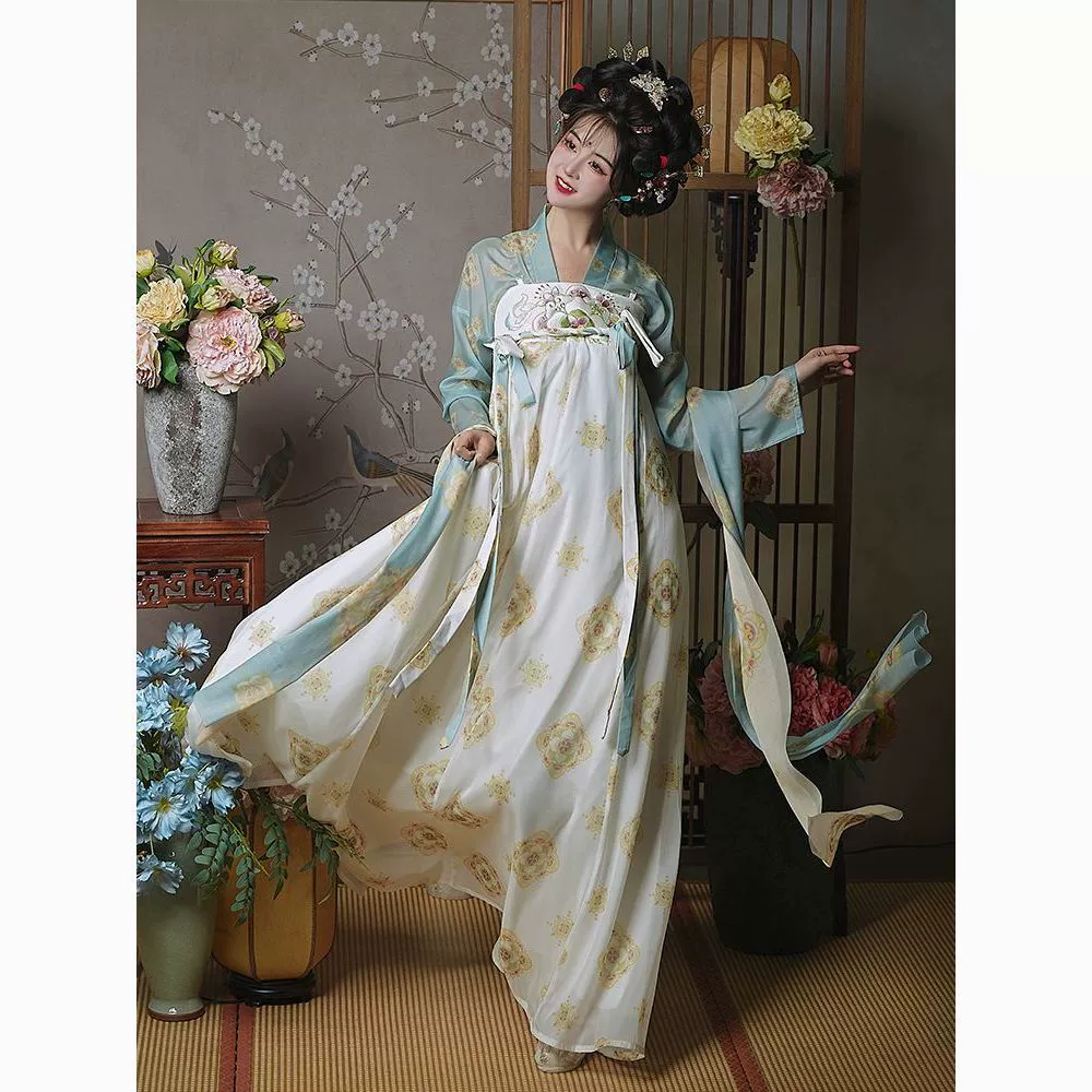 Оригинальная женская весенне-летняя юбка Fenglingmeng с цветочным принтом в стиле династии Хань, полный комплект в национальном стиле, новая китайская одежда в стиле династии Хань в стиле Тан