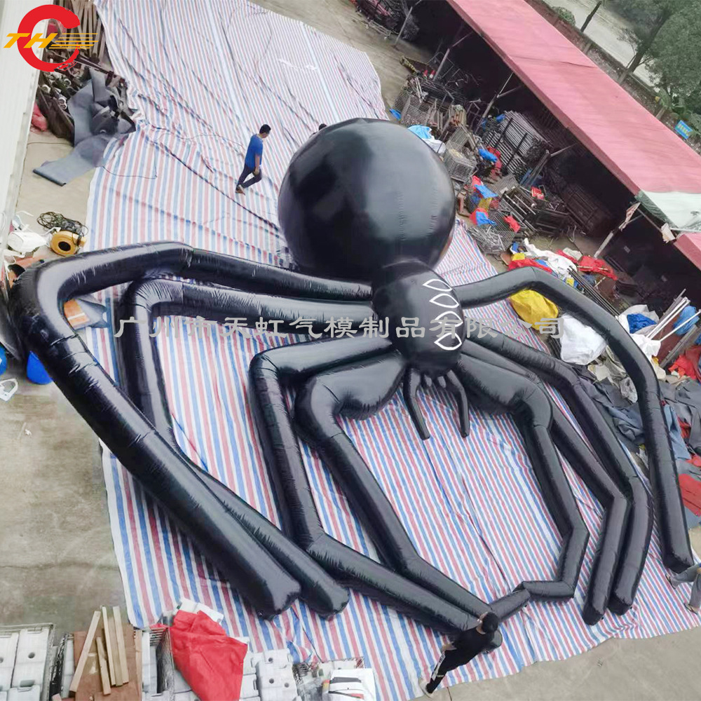 Transfronterizo Halloween Black Spider modelo inflable de 10 metros gigante modelo inflable de araña negra