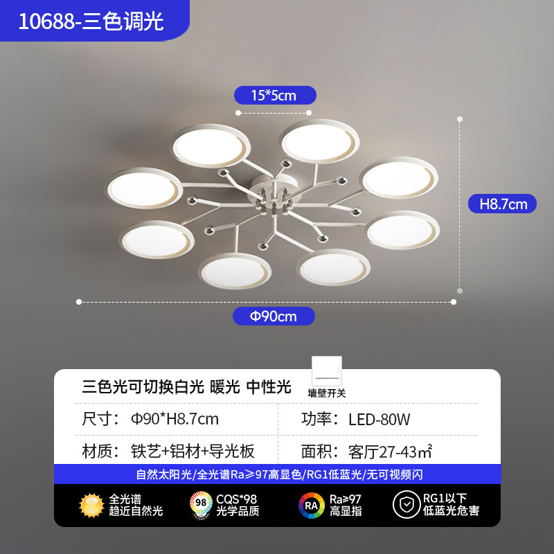 Luz de techo de la sala de estar simple atmósfera moderna comedor versátil dormitorio lámpara de estudio sala de protección de ojos lámparas Zhongshan 115L