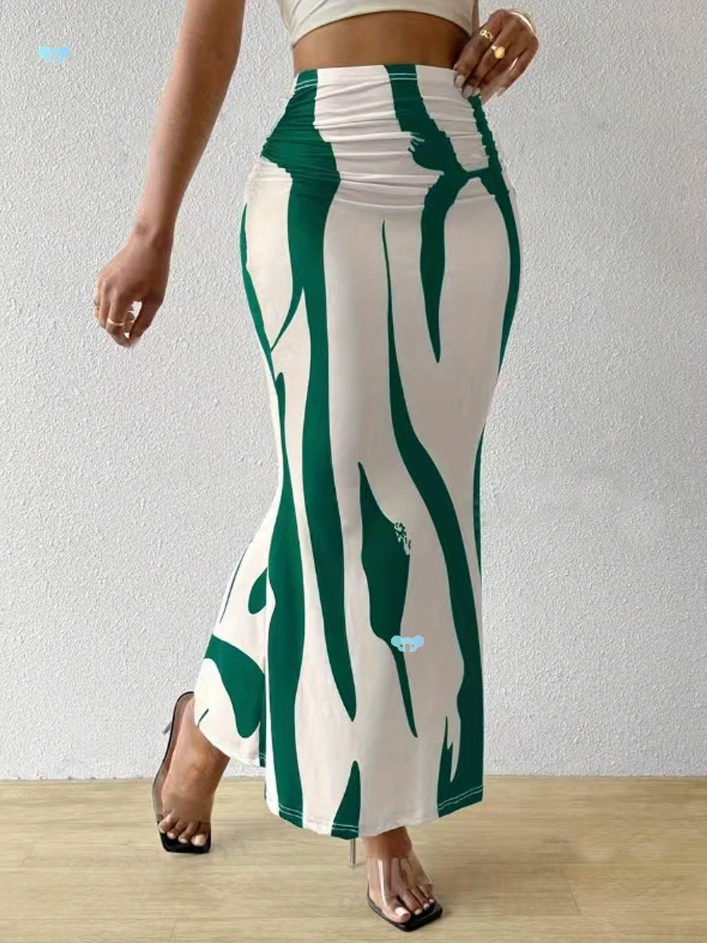 Women Summer Bodycon Long Skirt Casual High Waist Zebra Cross Border