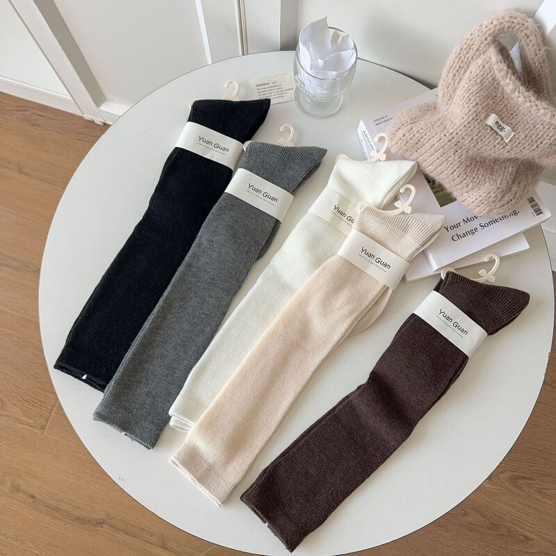 24 autumn and winter new calf socks solid color merino super soft wool stockings and knee socks women's socks wholesale