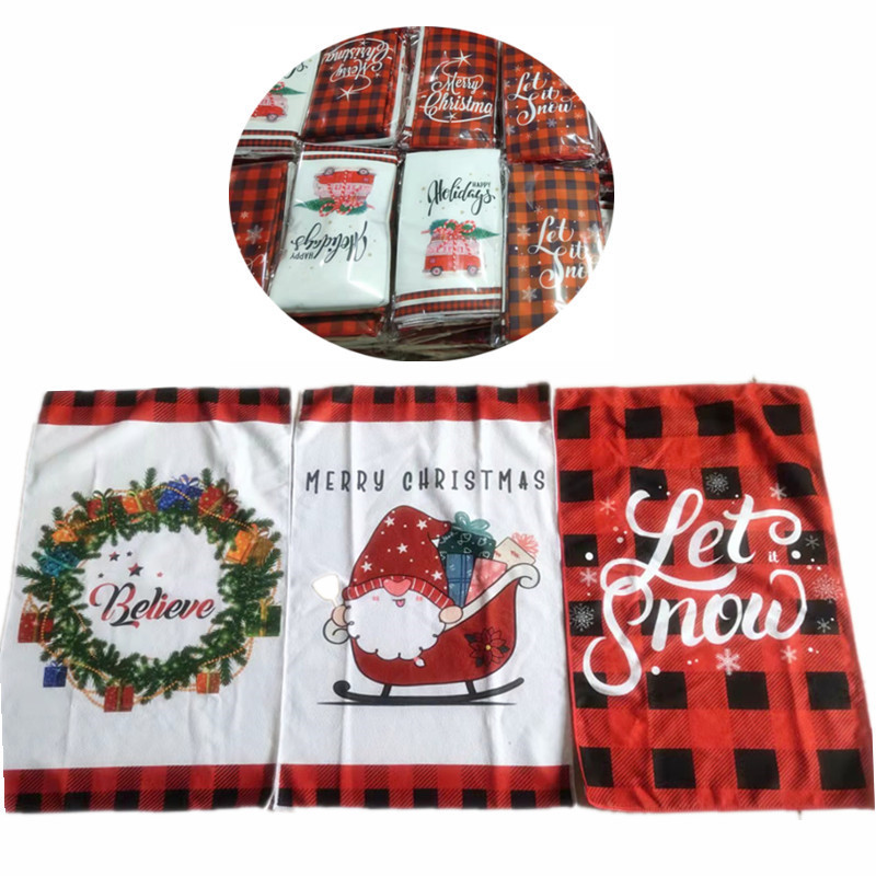 Amazon Cross-Border Same Christmas Tea Towel Valentine's Day Towel 45X70 Holiday Plaid Tea Towel Can Be DIY with Pictures