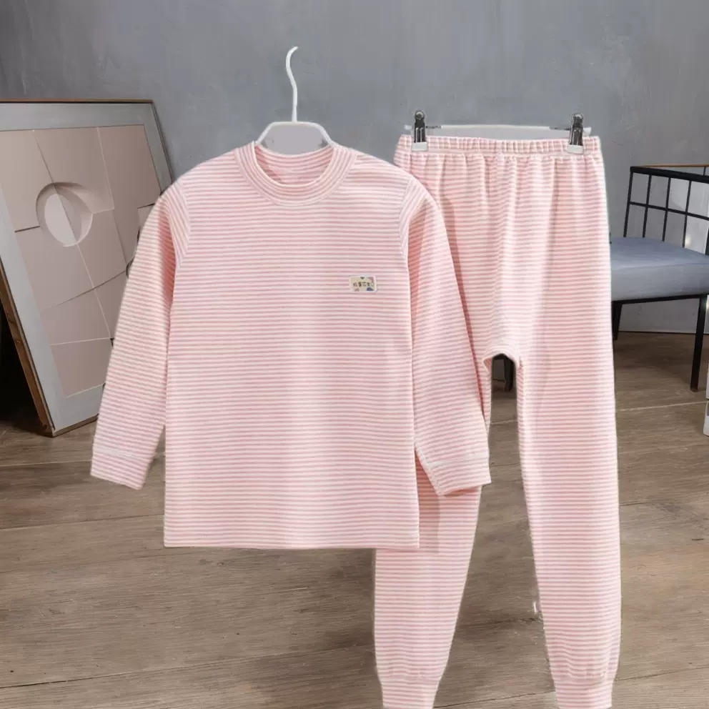 彩棉舒绒冬秋衣秋裤套装保暖加厚男童女童家居服睡衣内衣加厚保暖