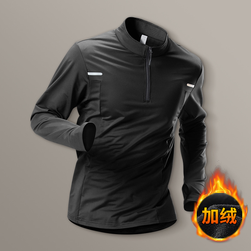 Ropa de entrenamiento deportivo masculino de atletismo, carrera, camiseta deportiva de secado rápido, ropa de fitness, primavera y otoño, camisa de manga larga con medio cremallera.