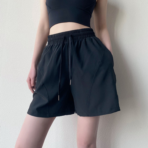 Women's sports shorts quick-drying summer high-waisted loose thin badminton pants five-quarter pants yoga fitness pants