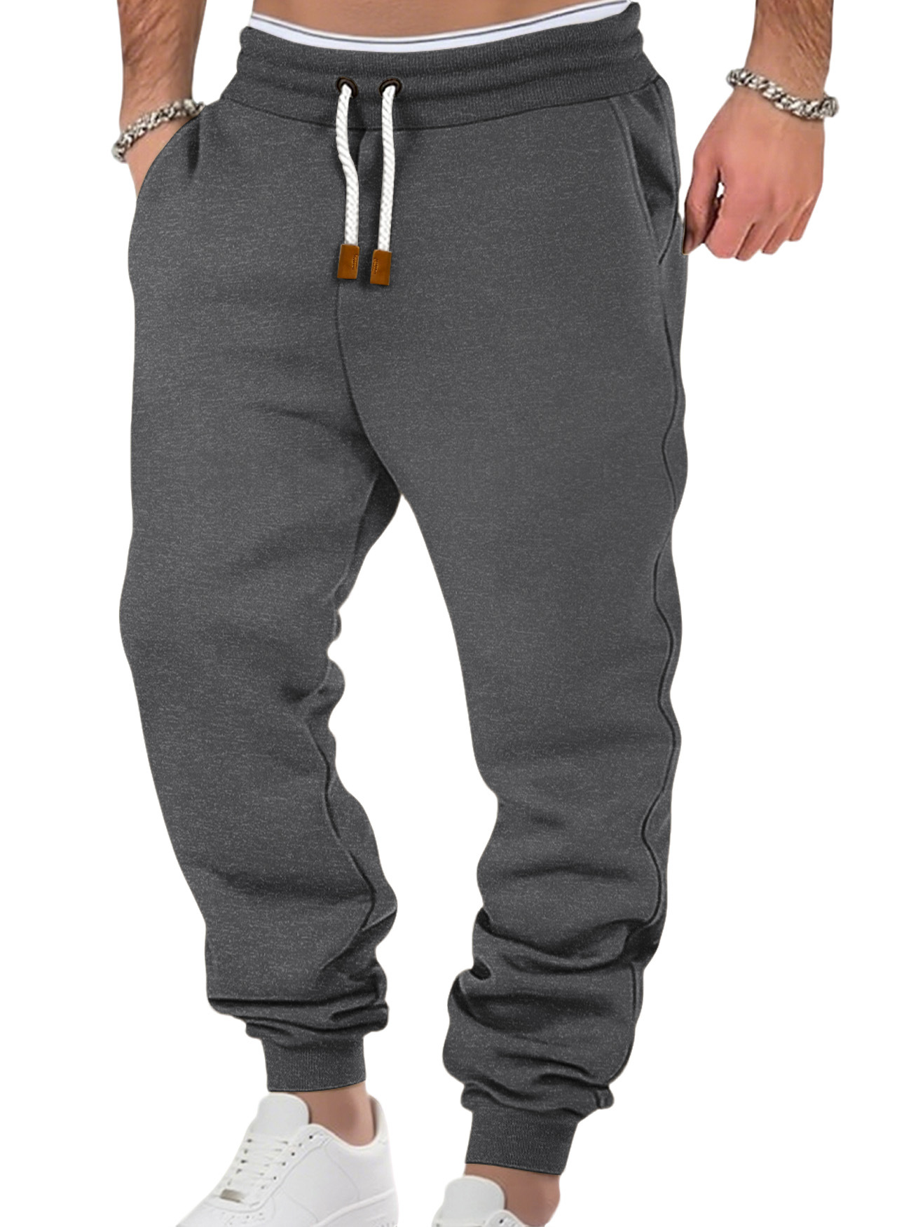 Monochrome Man- Clothing Men's Spring Autumn Solid Color Trendy Sports Casual Sweatpants European And American Loose_viptrois.com
