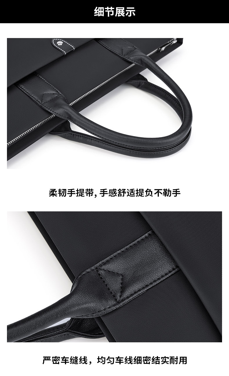 Cặp công sở nam vải Oxford chống thấm, nhiều ngăn đựng laptop 15 inch — Màu đen, màu xanh, Hồng, Màu nâu chi tiết 16