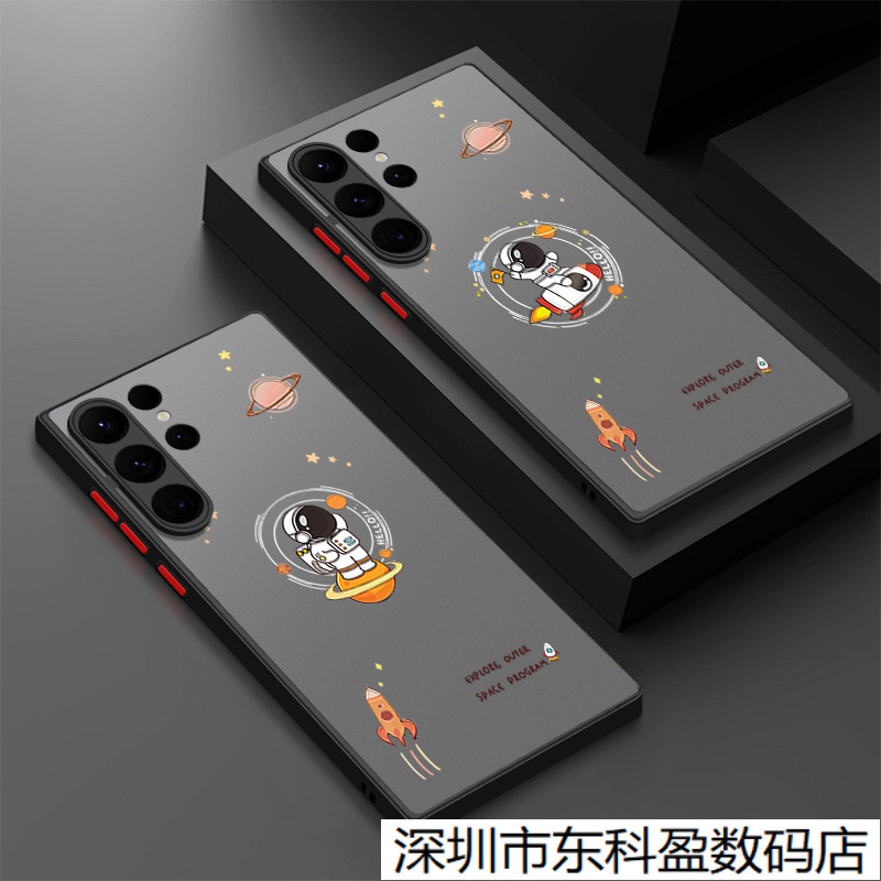 Suitable for Samsung S25Ultra Cartoon Astronaut S24Fe Couple Mobile Phone Case A52 Moon Planet Anti-Fall Case