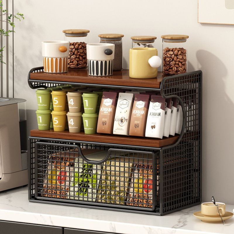 Home Living Room Water Cup Storage Rack Coffee Corner Sideboard Kitchen Desktop Skin Care Product Tea Bag Snack Rack
