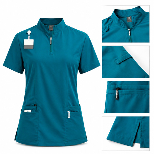 Elastic surgical gown for men and women, short-sleeved surgical suit for oral nurses and doctors, pet hospital medical scrub suit