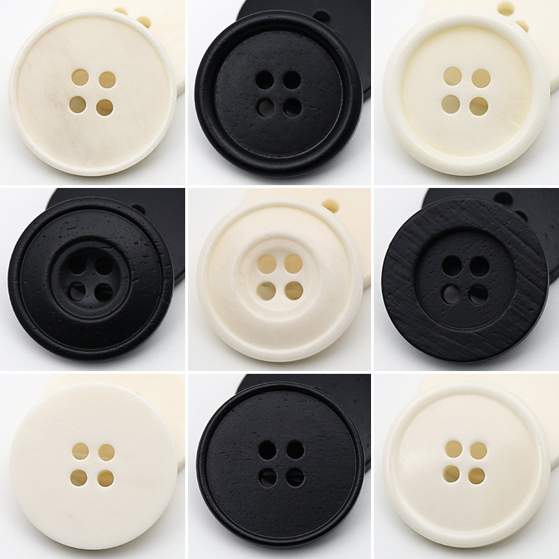 Natural Cow Bone Buttons White Cow Bone Buttons Windbreaker Coat Buttons Round Edge Thin Edge Buttons Four-Hole Round Edge Buttons