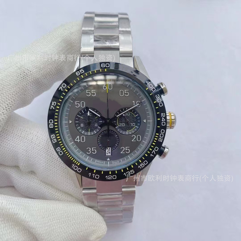 2025 New Tag Heuer Carrera Porsche Series Quartz Sports Chronograph Six-Pin Multifunctional Men's Watch