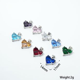 New love heart-shaped zircon European and American pendant DIY jewelry accessories necklace pendant copper electroplating wholesale women