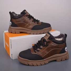 高版添柏蓝男运动休闲中邦靴防滑耐磨保暖加绒真皮户外机能男靴
