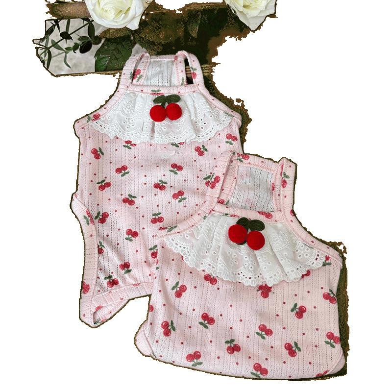 Ropa de mascotas primavera y verano delgada abdominal abdominal perros gatos perros pequeños que osos Teddy red ropa para el hogar