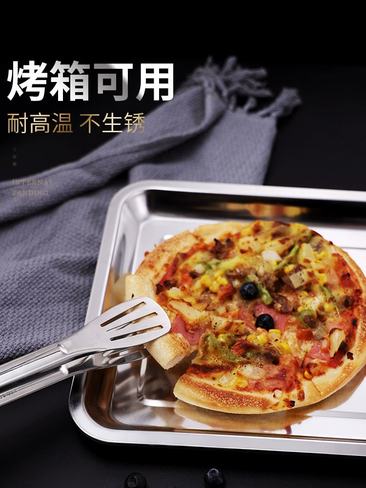 304 stainless steel square plate tray thickened dinner plate barbecue plate fruit plate dumpling plate rectangular plate