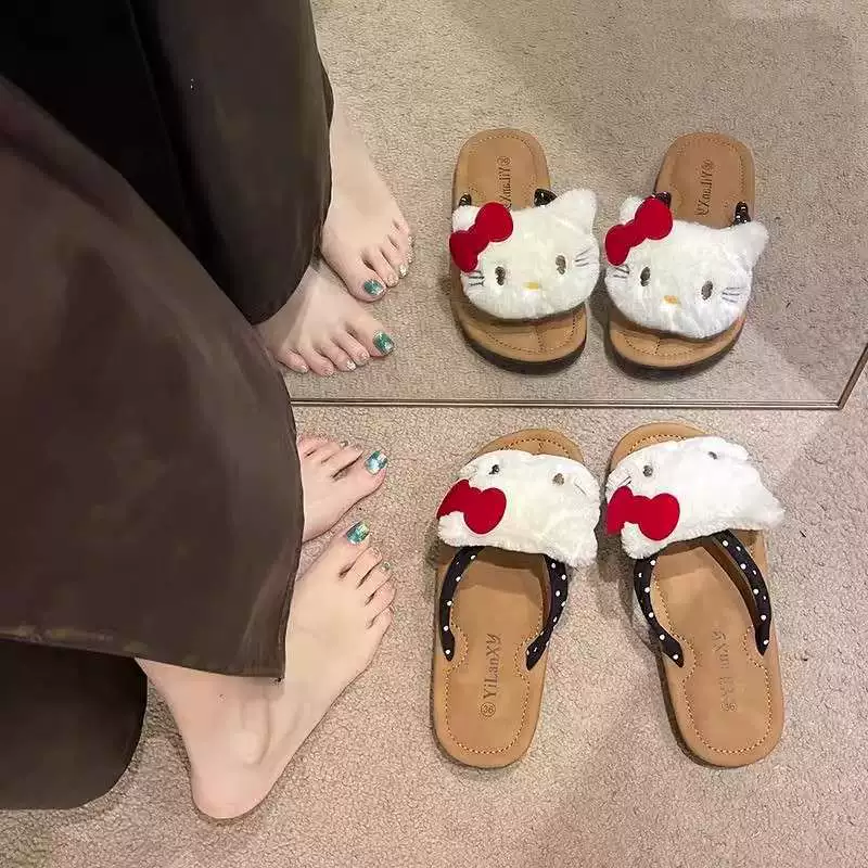 Hello Kitty, нескользящие модные вьетнамки, шлепанцы, западный стиль