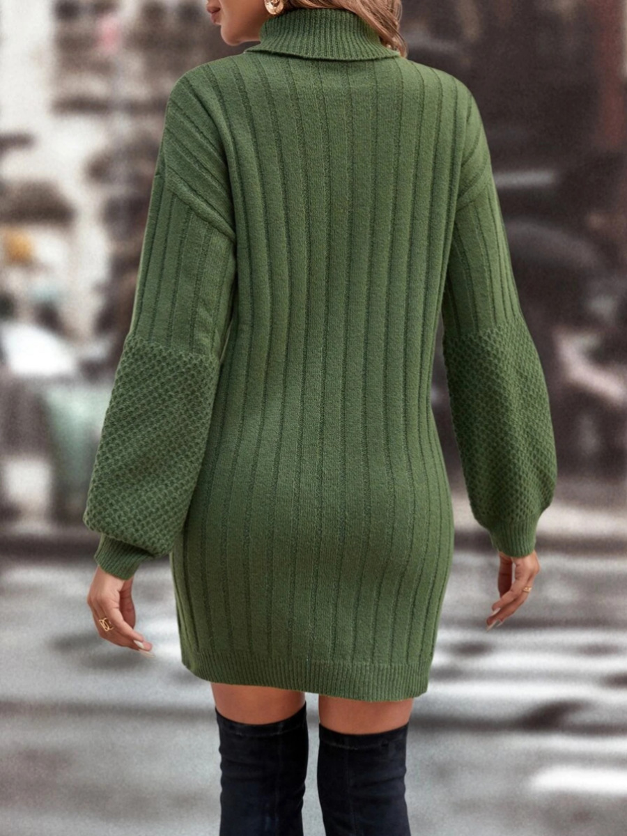 thumbnail image 4 of Vestido de lana de otoño e invierno, vestido de punto informal holgado con cuello alto, 4 of 6