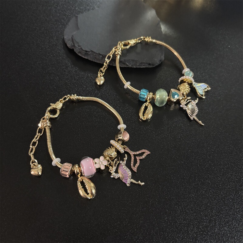 Fashion Hot Sale New Style Ballet Girl Fishtail Shell Pendant Charm Bracelet DIY Adjustable Ladies Beads Fashion Hot Sale New Style Ballet Girl Fishtail Shell Pendant Charm Bracelet DIY Adjustable Ladies Beads