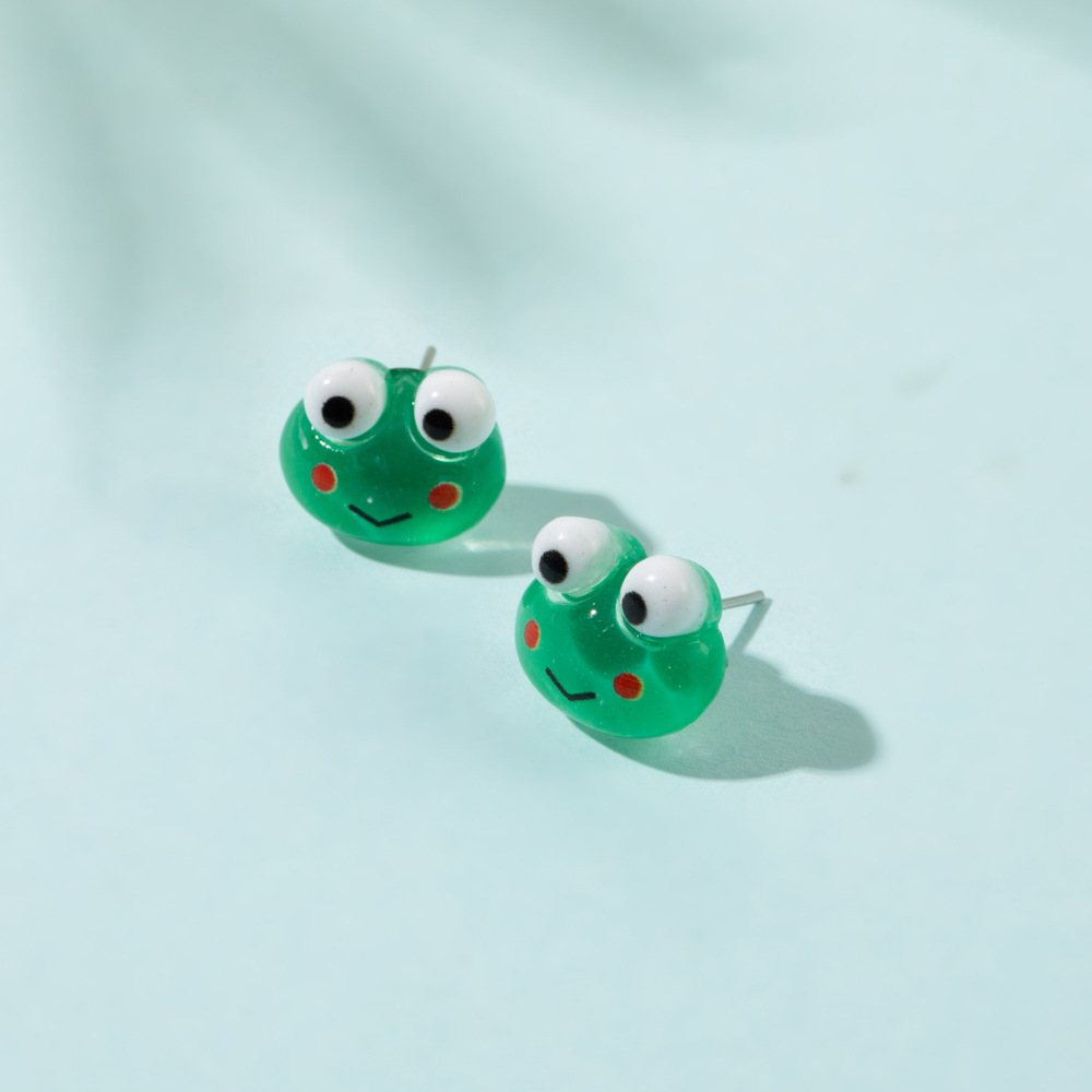 European and American cartoon cute little resin frog duck earrings