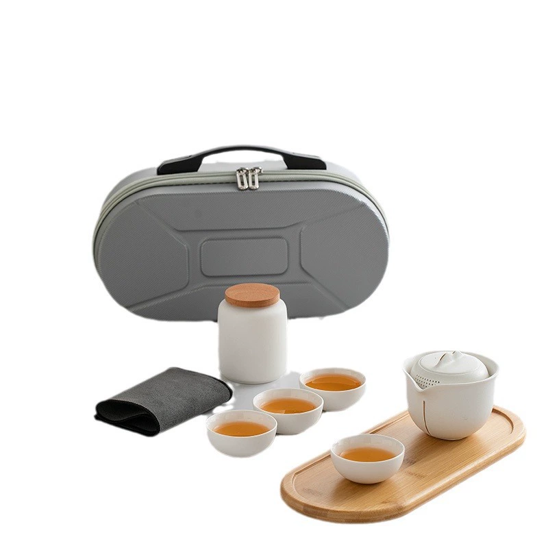 Ceramic handheld tea set for traveling, travel teapot, tea cup