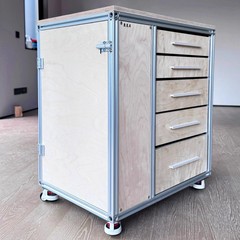 バーチオーシャンボードアルミプロファイルサイドボード引き出し型収納キャビネット収納キャビネット可動トロリー収納ラック