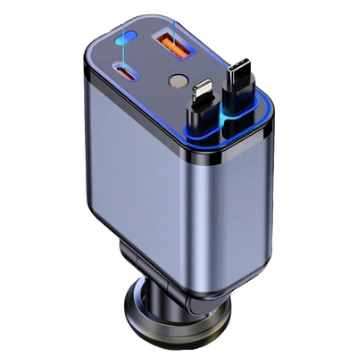 Charging, Retractable Cable, One-To-Four Flash | Mobil şarj cihazları - m25-starry-sky-light-car-charger-appletype-c