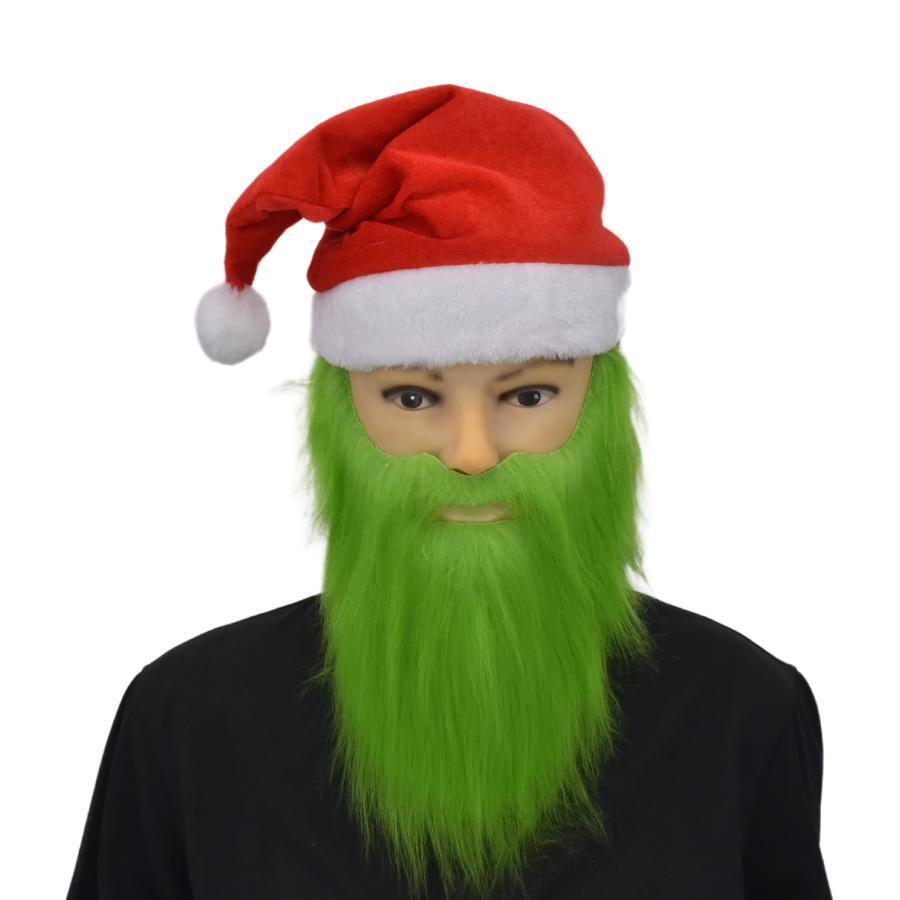 Halloween Cosplay Natale Carnevale Natale Grinch Mezza Maschera Grinch Barba Mostro Verde Maschera Guanti Fantasma_voghion.com